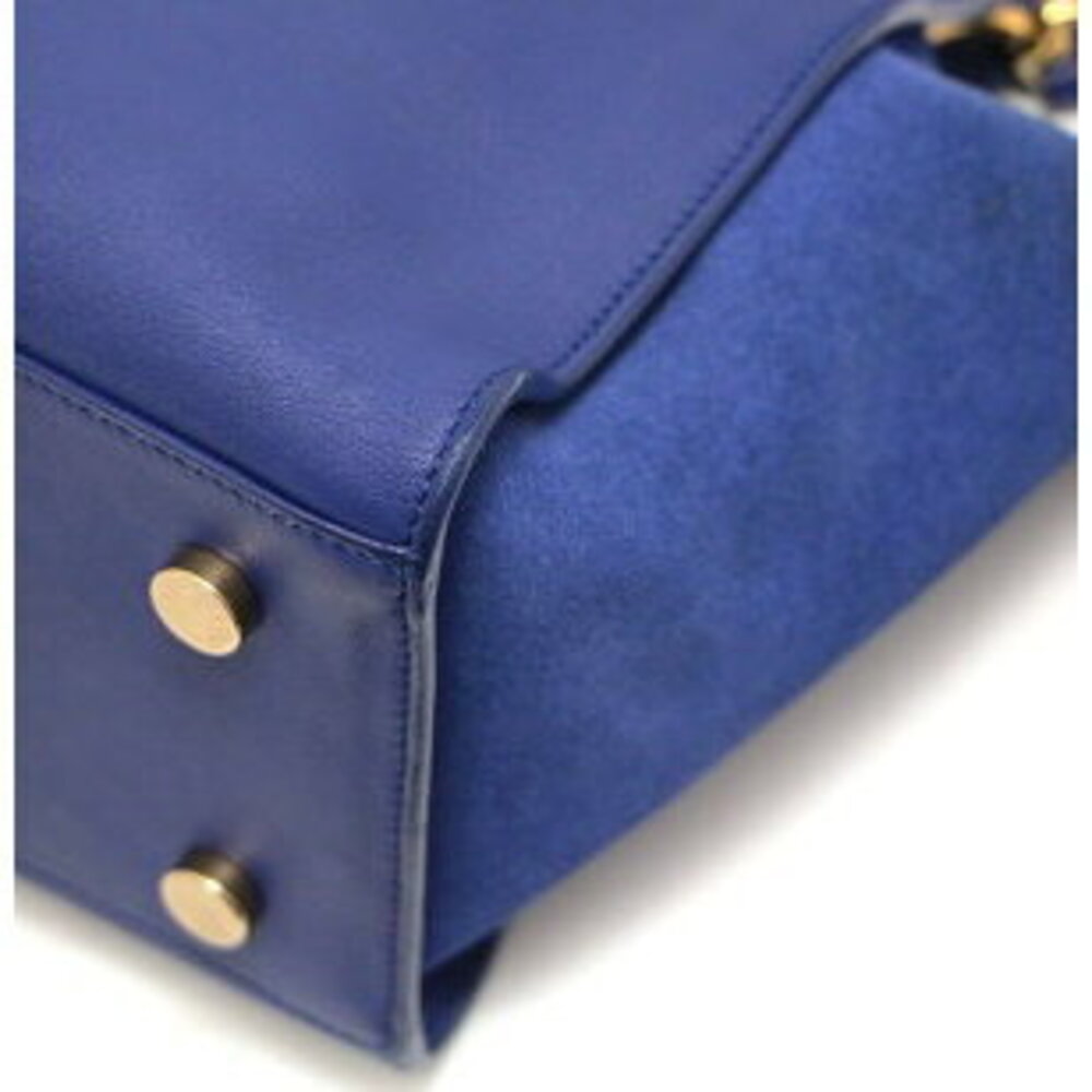 SAINT LAURENT PARIS Downtown Cabas Bag Blue Leather GG - Picture 6 of 6